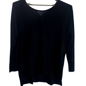 Lane Bryant Lightweight Knit High Low V Neck Sweater Side Slit 18 20 Black #4227